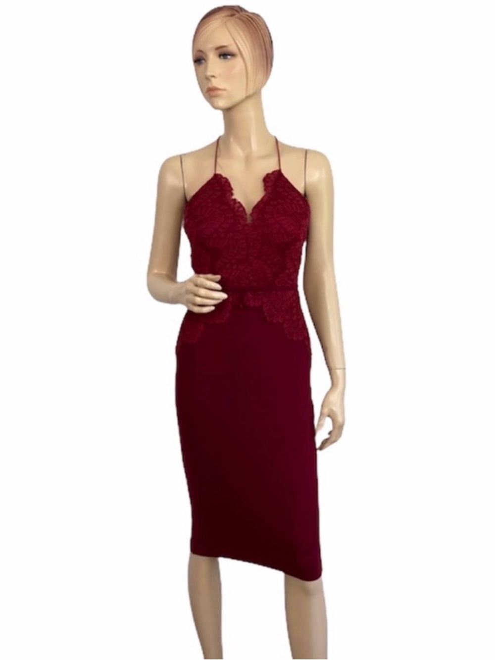 Debbie Dabble Lace Halter Dress Red Cocktail Party Size 10